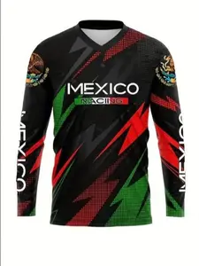 Men's Long Sleeve V-Neck Loose-Fitting Sportswear, Cyclist Jersey, Cycling Shirt, Sportswear Top, Ideal for Cycling & Motorcycle Racing, Casual Wear for All Seasons