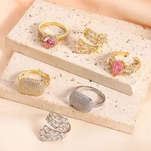 Versa Geometric Zirconia Wedding Ring - Gold Plated Micro-Pavé Middle Eastern Design Luxury Statement Band for Women