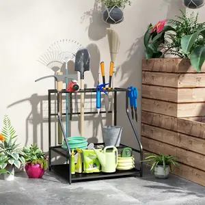 3-Tier  Garden Tool Organizer with Hooks