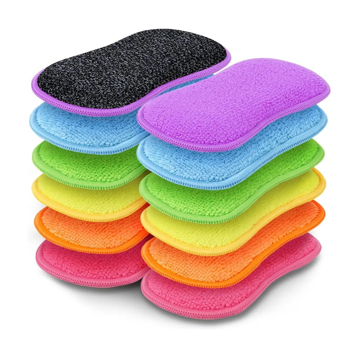 12 Pack Kitchen Dish Sponges, Non-Scratch Microfiber Scrub Sponges