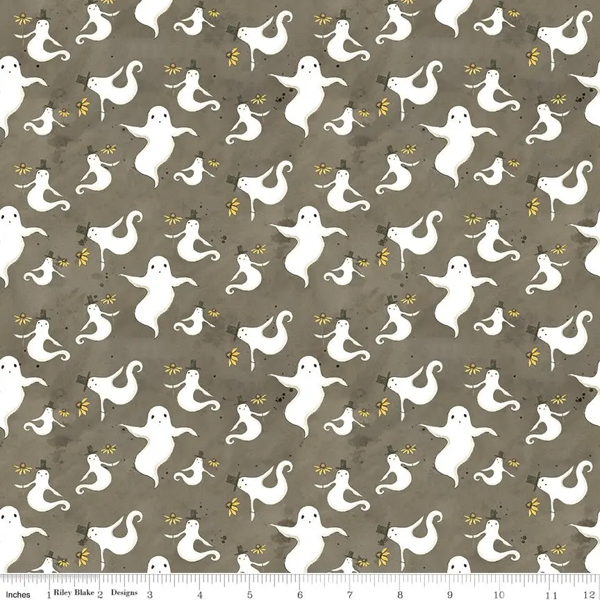 Spooky Ghosts Tombstone Fabric by the Yard or Fat Quarter - Teresa Kogut for Riley Blake Designs