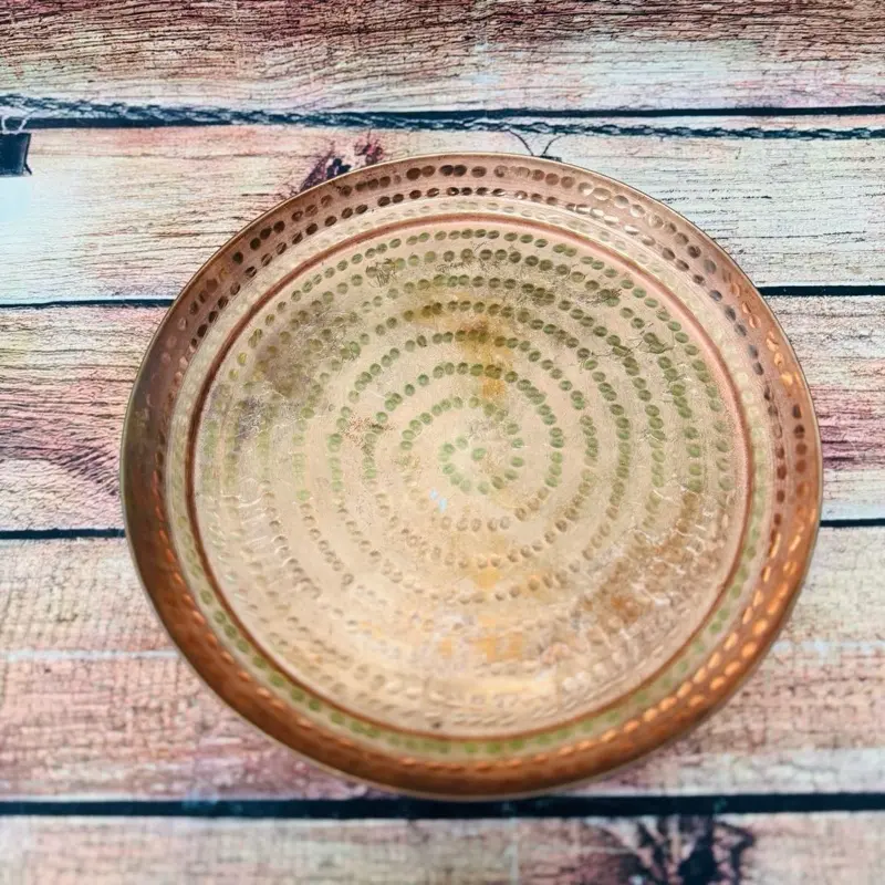 Copper Puja Plates with Intricate Design for Traditional Rituals and Decor