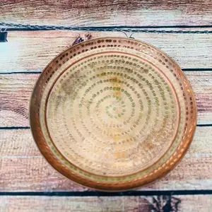 Copper Puja Plates with Intricate Design for Traditional Rituals and Decor