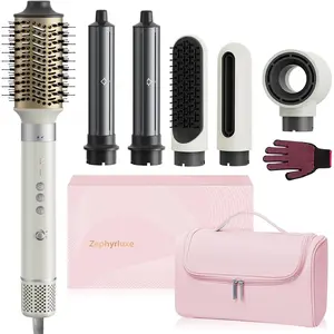 6 in 1 Hair Styler, High Speed Ionic Hair Dryer with Auto-Wrap Curlers, Blow Dryer Oval Brush & Volumizer, Hot Air Styler for Fast Drying,Curling, Smoothing & Volume, Hair Curler with Travel Case