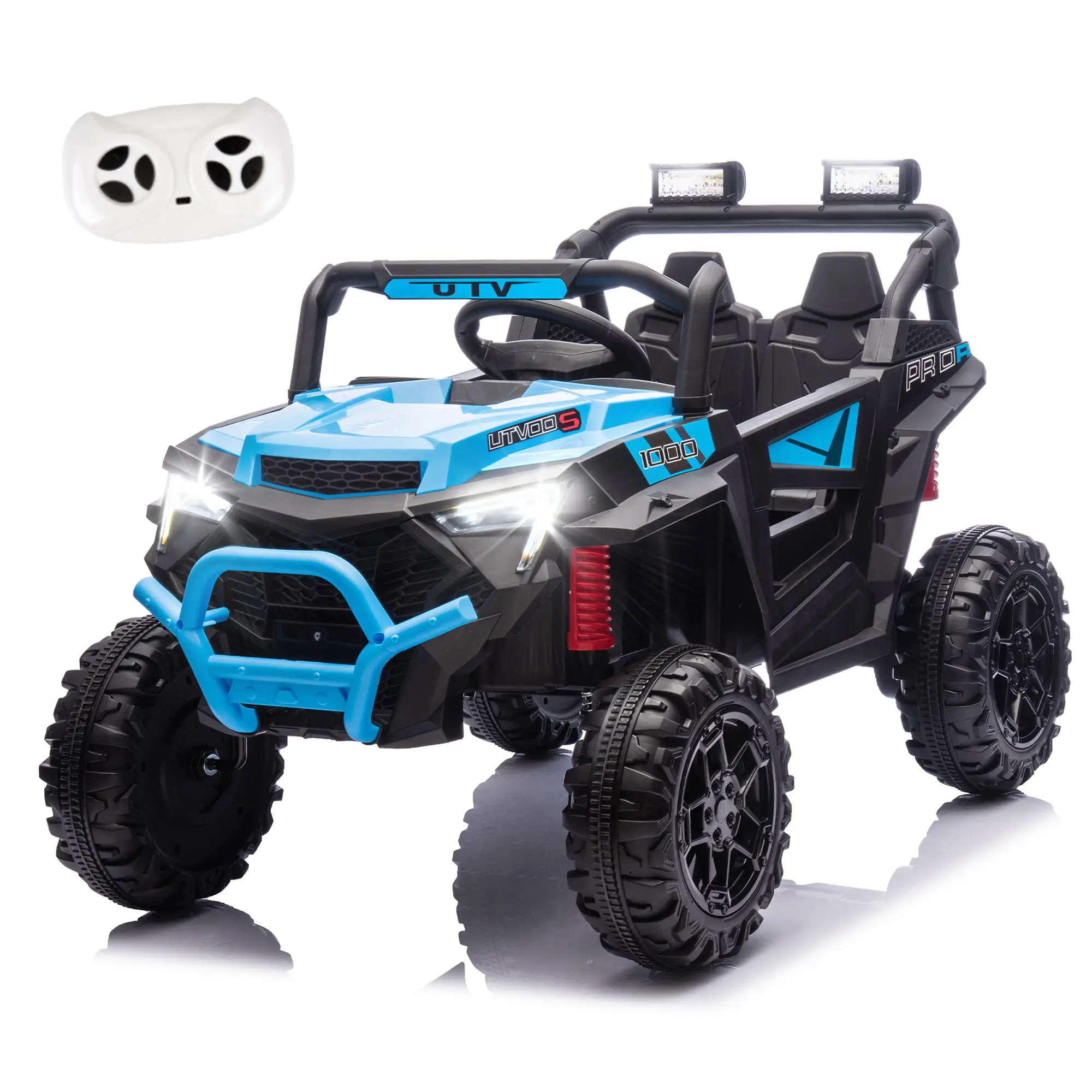 24V 400W Battery-Powered Kids Ride On Electric UTV - 12 Months Warranty, 3-4 Years Old, 66.14lbs High Endurance, Parent Remote Control, 4-Wheel Suspension, LED Lights, Portable Handle, USB/MP3/Bluetooth Center Panel, Power Display