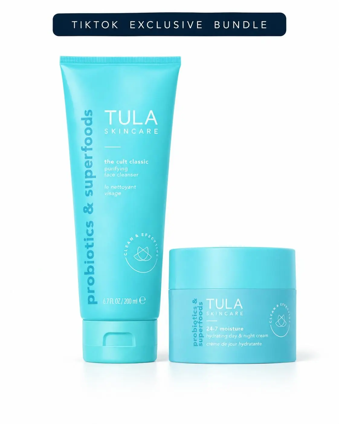 Tula TTS Exclusive Cult Classic Face Cleanser with Prebiotics and Antioxidants & FREE 24/7 Moisturizer Mini Bundle Skincare