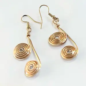 SCS-Golden Echo Spirals 1.5” Coated in Resin Earrings with Elegant Spiral Design and Gold Color Finish