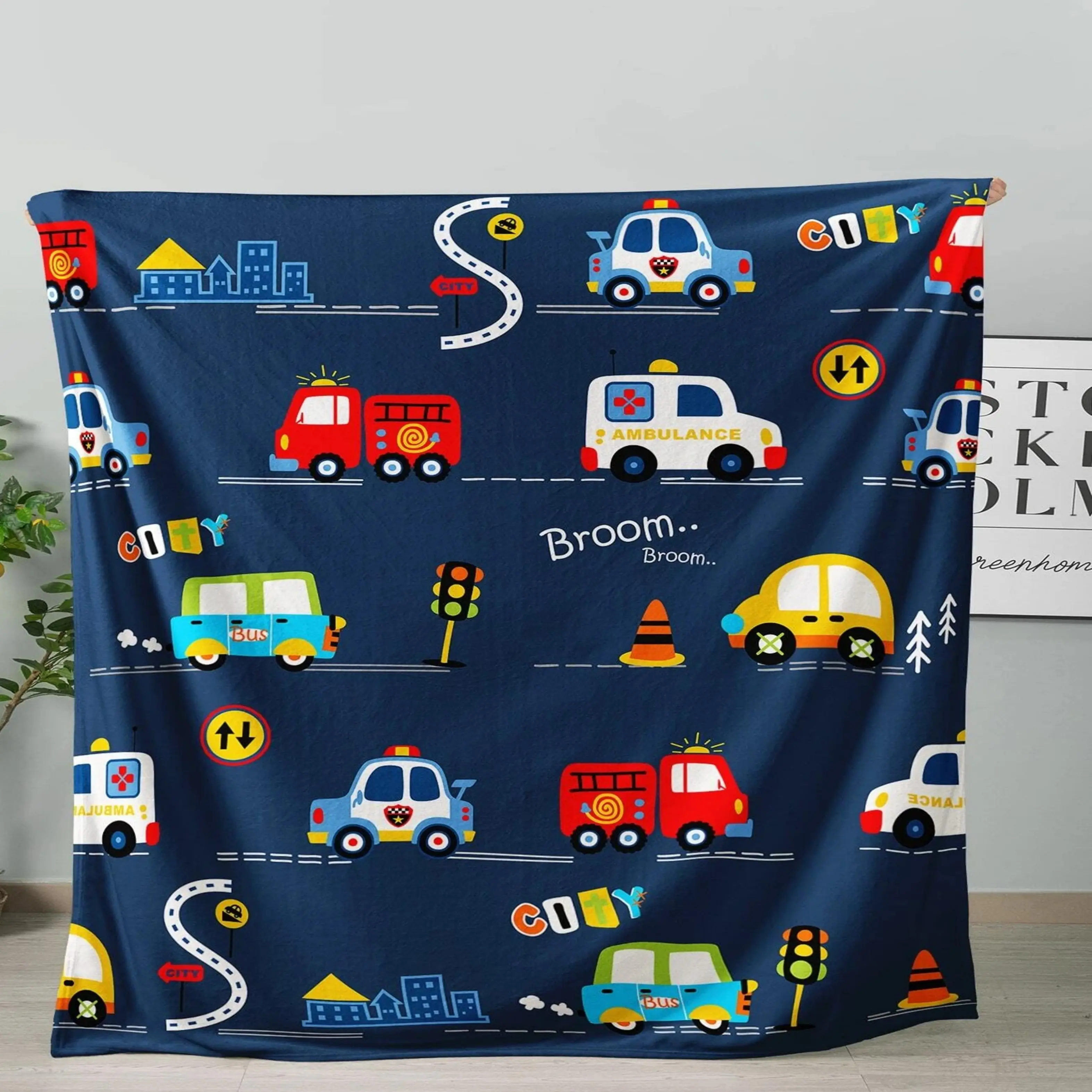 1pc Car Pattern Flannel Blanket, Soft Casual Warm Blanket, Multi-purpose Office Throw Blanket, Outdoor Camping Travel Blanket Multi-purpose Gift Blanket for All Season