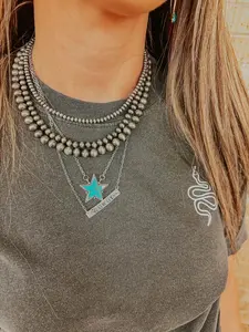 Turquoise Star Pendant Design Necklace - Fashion Costume Jewelry Accessory for Daily Wear