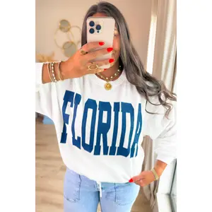 "FLORIDA!!!" Ribbed Crewneck- White/Navy