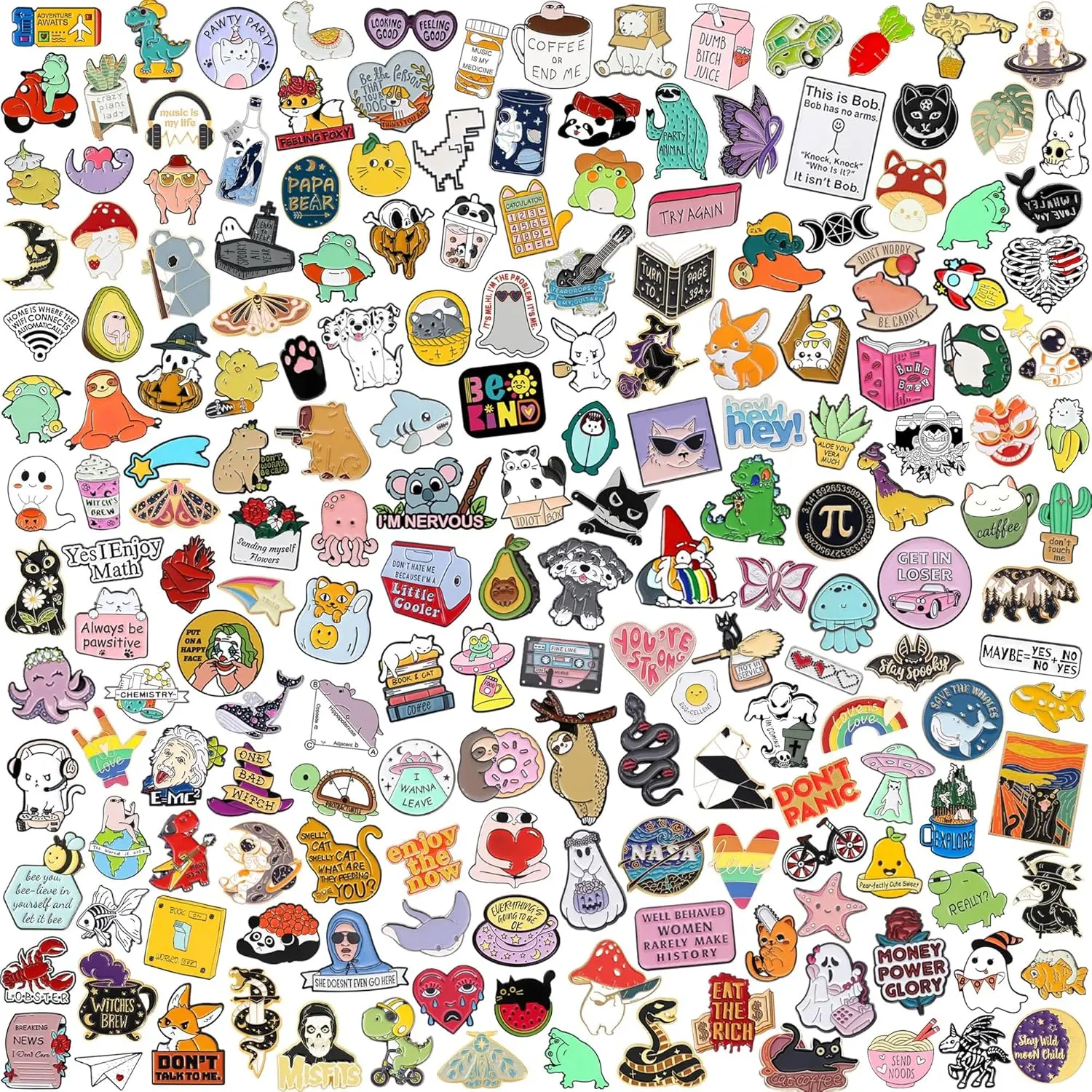 X-BR18 20/40 PCS Cute Enamel Backpack Pins, Funny Enamel Pins Bulk Set Cool Button Pins Aesthetic Brooch Lapel Pins Anime for Backpacks, Jackets, Hats, Kids, Girls