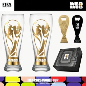 【FIFA World Cup 2026】Official Licensed FIFA Glass Beer Mug & Bottle Opener Set Premium Soccer Fan Gear Gift for Gameday Parties & Decor