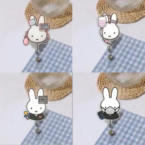 Kawaii Bunny Shaker Badge Reel, Acrylic Medical ID Holder, Nurse Ophthalmologist Gift