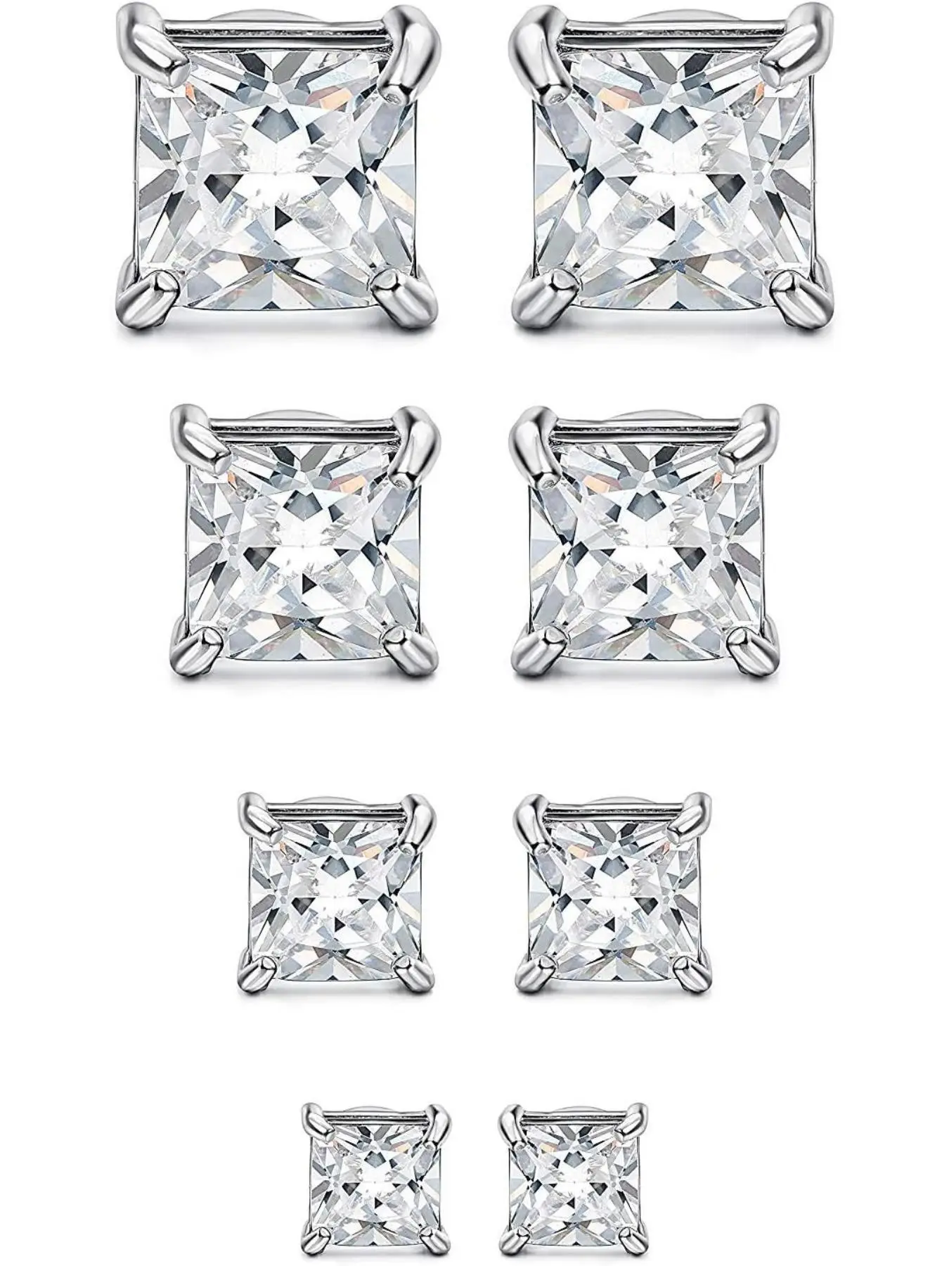 4 Acupressure Patch Pairs Magnetic Earrings, Stainless Steel No Piercing, Round/square Cubic Zirconia, Clip on Fake Magnet Earrings, Non Piercing Earrings, Earrings Hoops 4-7mm