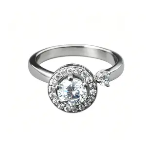 Rotatable decompression stress-relieving snowflake pinwheel Moissanite Halo Ring for Women with adjustable band 1CT 10*14MM D VVS1 Stackable 18K Gold Plated Lab-Created Hypoallergenic Wedding Engagement Anniversary Gift Fine Jewelry