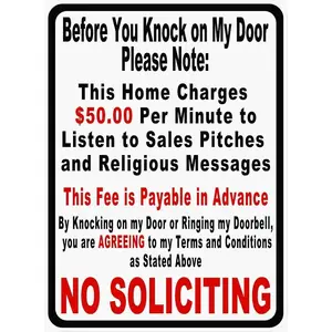 Before You Knock On My Door Sign No Soliciting Metal Sign 12"x8" - Tin Decor Decorative Lightweight  Minimalist