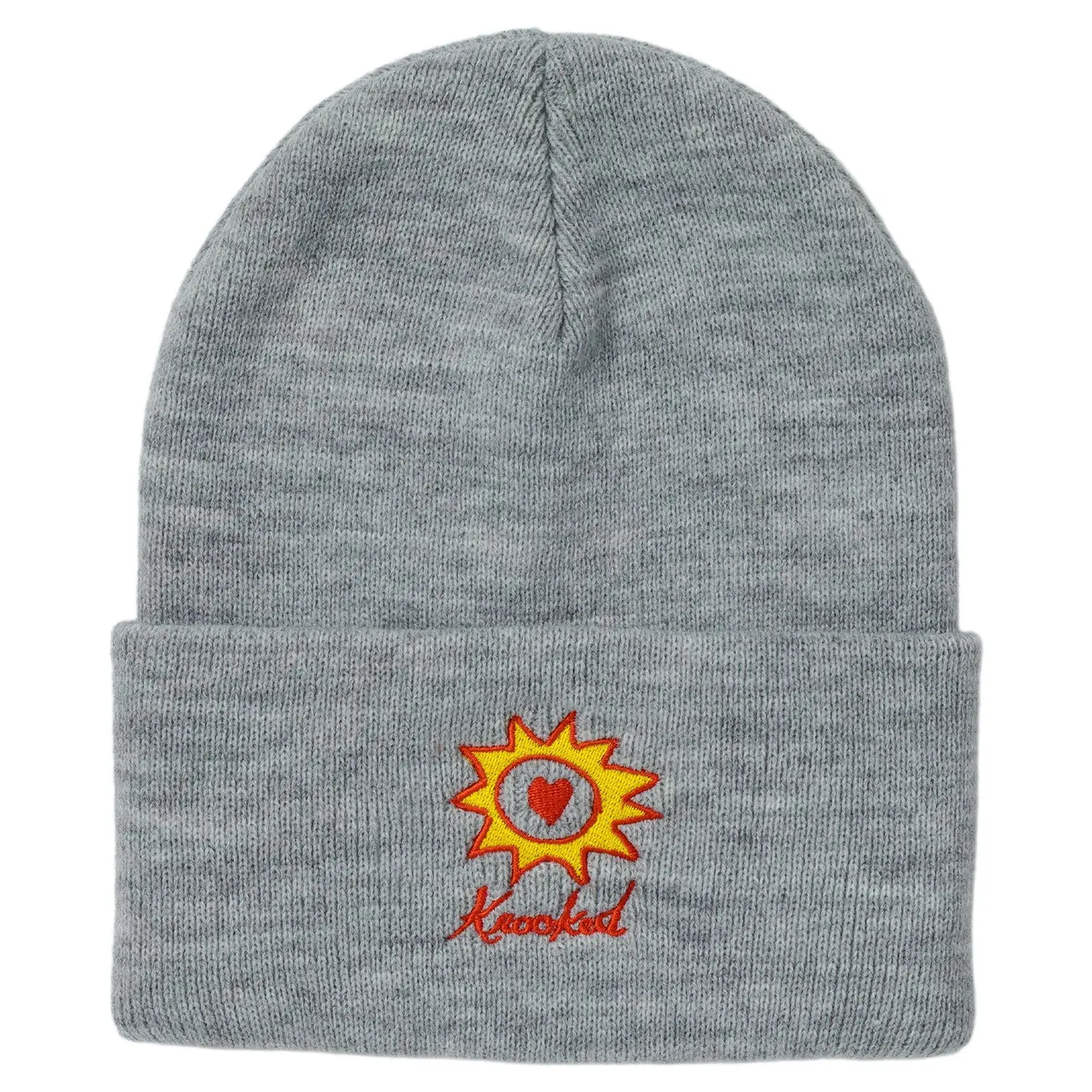 Krooked Skateboards Beanie Sun Heart Cuff Heather Grey