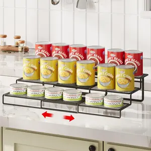3-Tier Adjustable Expandable Can Organizer for Pantry, Holds Up to 24 Cans, Can Storage Rack for Kitchen, Pantry and Cabinet Storage