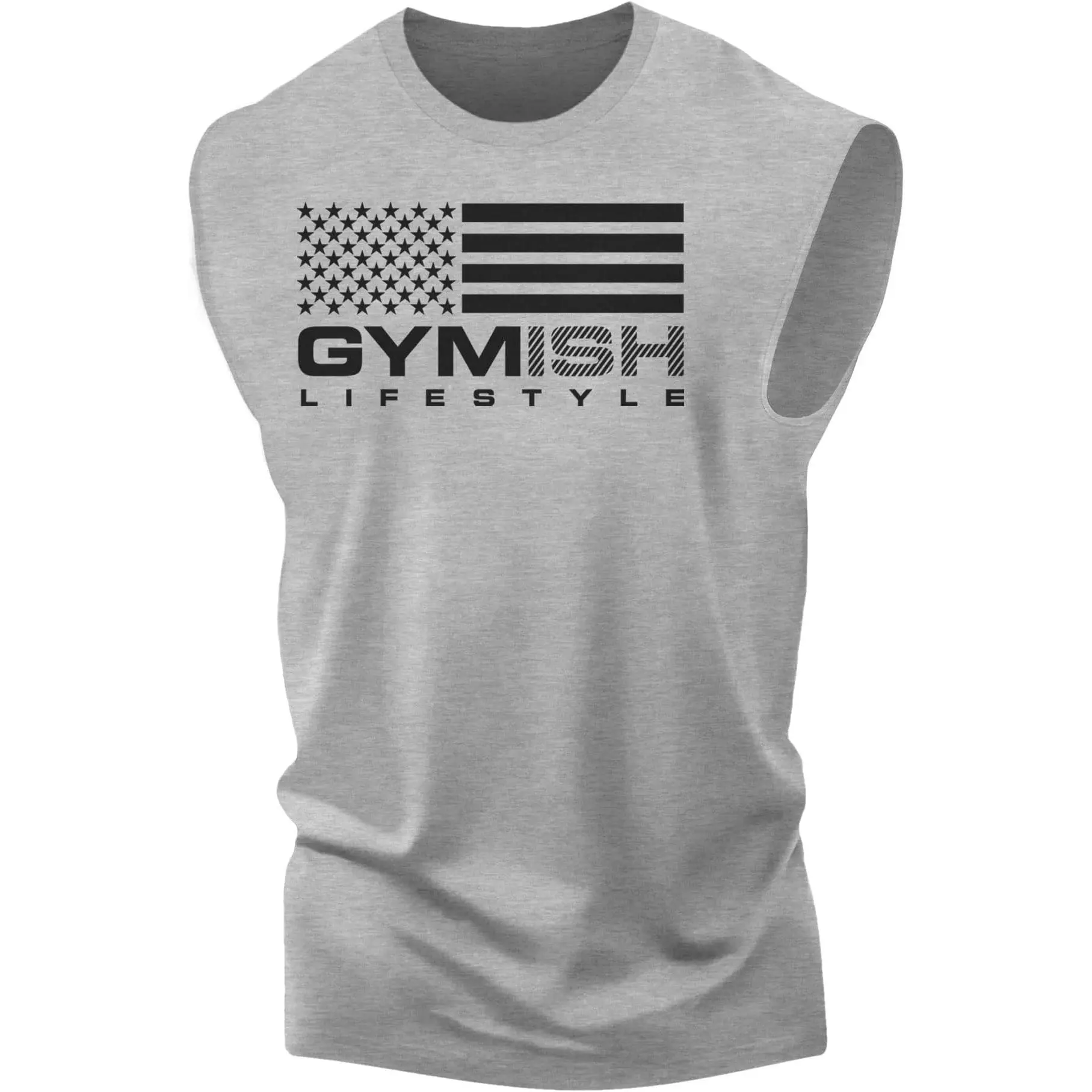074. American Flag Gymish Workout Muscle Tank Top for Men