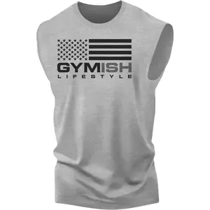 074. American Flag Gymish Workout Muscle Tank Top for Men