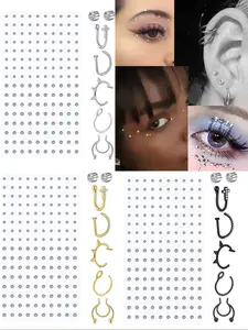 Non-Piercing Fake Nose Ring, Fake Septum Ring, Fake Lip Ring, Fake Nose Stud, Stick-On Face Gems, Fake Eyebrow Piercing, Fake Labret Stud