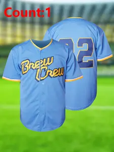 Men's 42# New Stretchy Breathable Baseball Jersey, Casual Loose-Fit Embroidered Button Sports Uniform for All Seasons, Perfect for Training and Parties