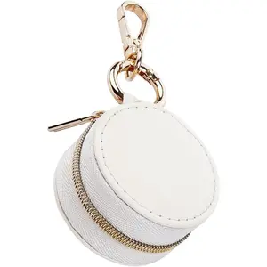 BY-KC36 SP Jewelry Ring Holder Keychain - Portable Travel Sports Ring Keeper Case - Mini Small Versatile Carrying Display Storage Organizer Box With Key Chain (White)