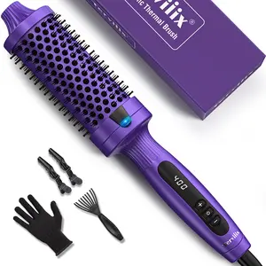 Terviiix 1.77 Inch Ionic Thermal Brush, Double MCH Heating, Digital Display 9 Temperatures, Dual Voltage, Comfort