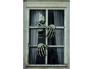 Skull and Hands Window Frame Decor Halloween Prop Indoor Outdoor Wall Decoration