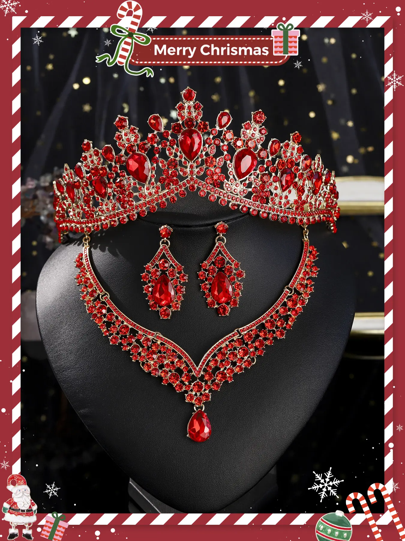 Women Rhinestone Jewelry Set, Wedding Jewelry Sets for Brides, Wedding Party Accessories, Bride Crown Necklace Earrings, Alloy Material, All Seasons