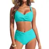 Hanna Nikole Women's High Waisted Knotted Front Cross 2-Piece Knotted Bikini Set - S-XL Sizes, Gathered Modest Beach Wear, Cold Wash, Confidence-Boosting Bikini Swimsuit Outfit