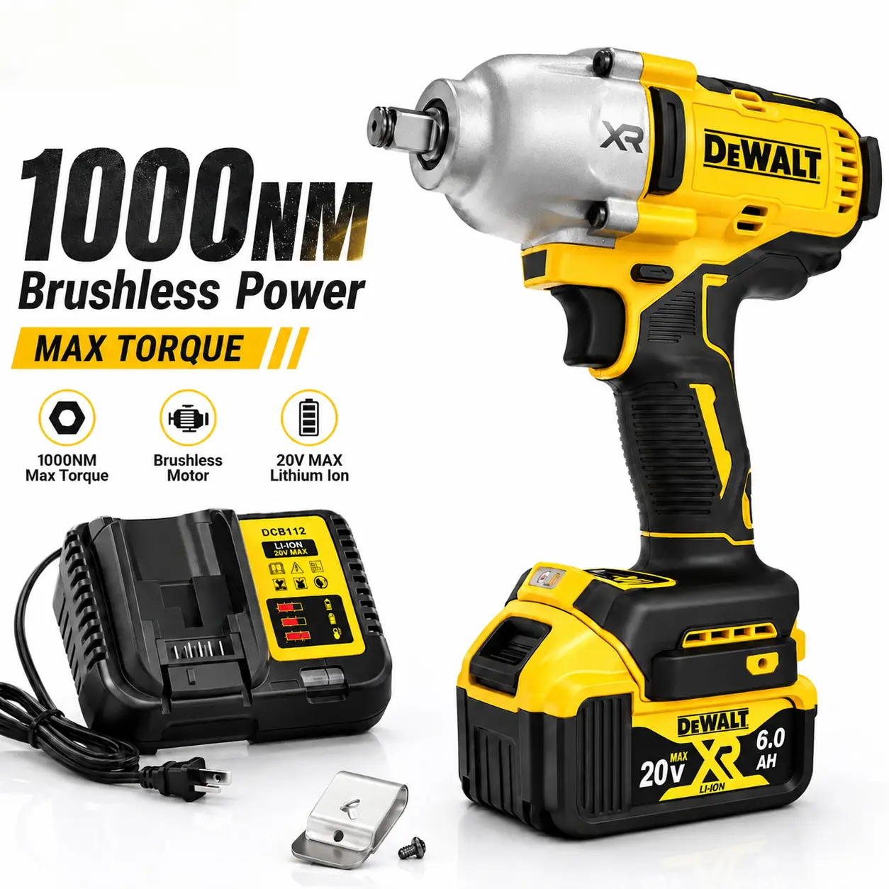 DEWALT DCF900 20V Max XR 1/2 Inch Impact Wrench Multi-Speed Cordless Power Tool With 6.0Ah Battery, Cordless Impact Wrench