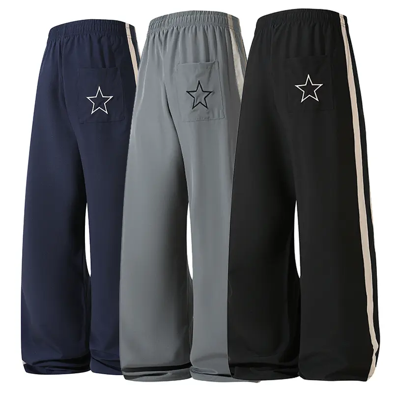 Viral Men's Baggy Sweatpants | Star Embroidery Detail + Side Stripe Design | Comfy Streetwear Pants