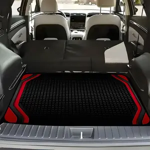 1pc Black and Red Printed Car Trunk Mat | Universal Fit, Polyester Material, Cargo Protection Car Floor Mats, Car Interior Accessory for Cars, Trucks, SUVs | Keeps Vehicle Clean