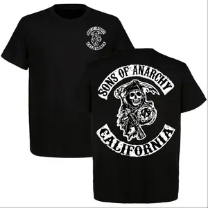 Sons of Anarchy California Skull Reaper Shirt Motorcycle Biker Tee Vintage Club Style Graphic T-Shirt for Men