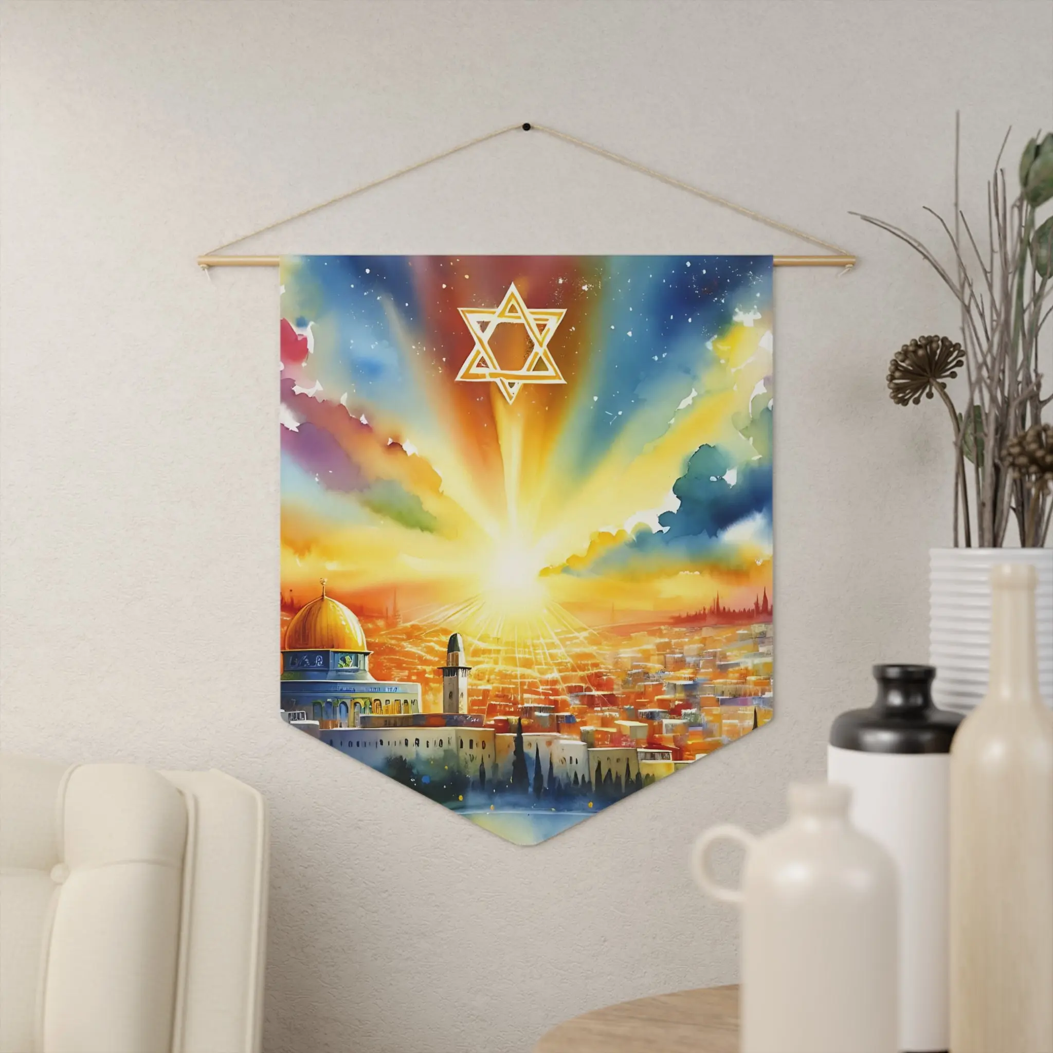 Light Over Jerusalem | Wall Pennant