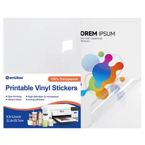 Printable Transparent Stickers — 18 Sheets of High-Clarity Printable Vinyl Stickers (8.5" x 11") | Non-Waterproof | Quick-Drying Ink | Glossy Finish | Compatible with Inkjet and Laser Printers