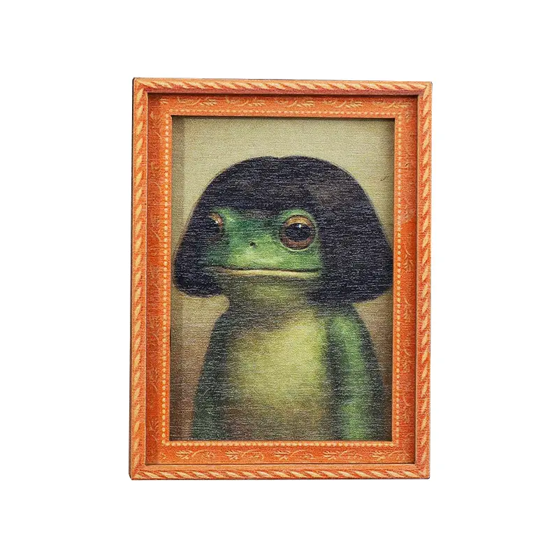 Vintage Frog Refrigerator Magnet with Decorative Frame, Funny Animal Fridge Magnet for Kitchen, Office Locker and Cabinet, Mini Collectible Decorative Magnet, Cute Cottage Style Refrigerator Decoration, Unique Gift for Frog Lovers and Home Accessories