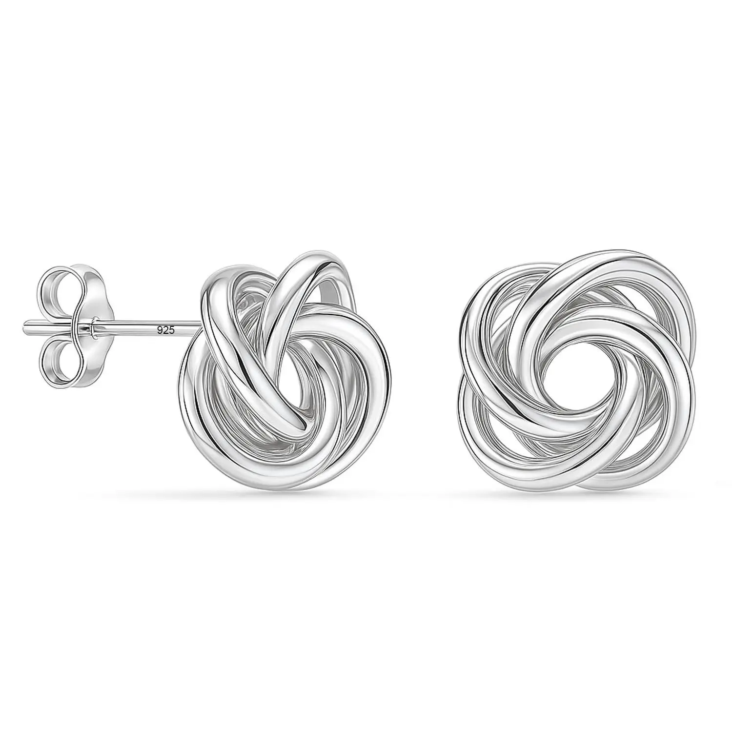 LeCalla 925 Sterling Silver Women's Casual Celtic Love Knot Stud Earrings, 8MM, Ideal for Anniversary Gifting
