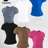 Women's Crew-Neck Workout T-Shirts, 1/3/6-Pack Options, Moisture-Wicking Quick-Dry Knit Athletic Tops, Breathable High-Stretch Soft Gym Tees for Yoga, Running, Daily Wear and Athleisure, Multiple Colors, Sizes S–XXL