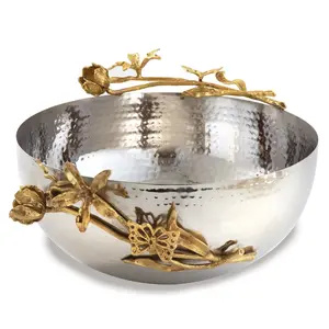 Leeber  11.5 x 5.25 in. Butterfly Centerpiece Serving Bowl, Silver & Gold