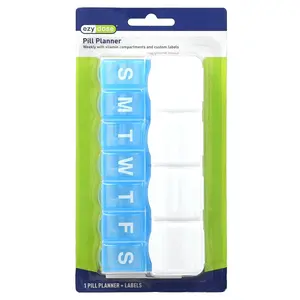 Ezy Dose Weekly Pill Planner with Vitamin Compartments and Labels, 1 Count