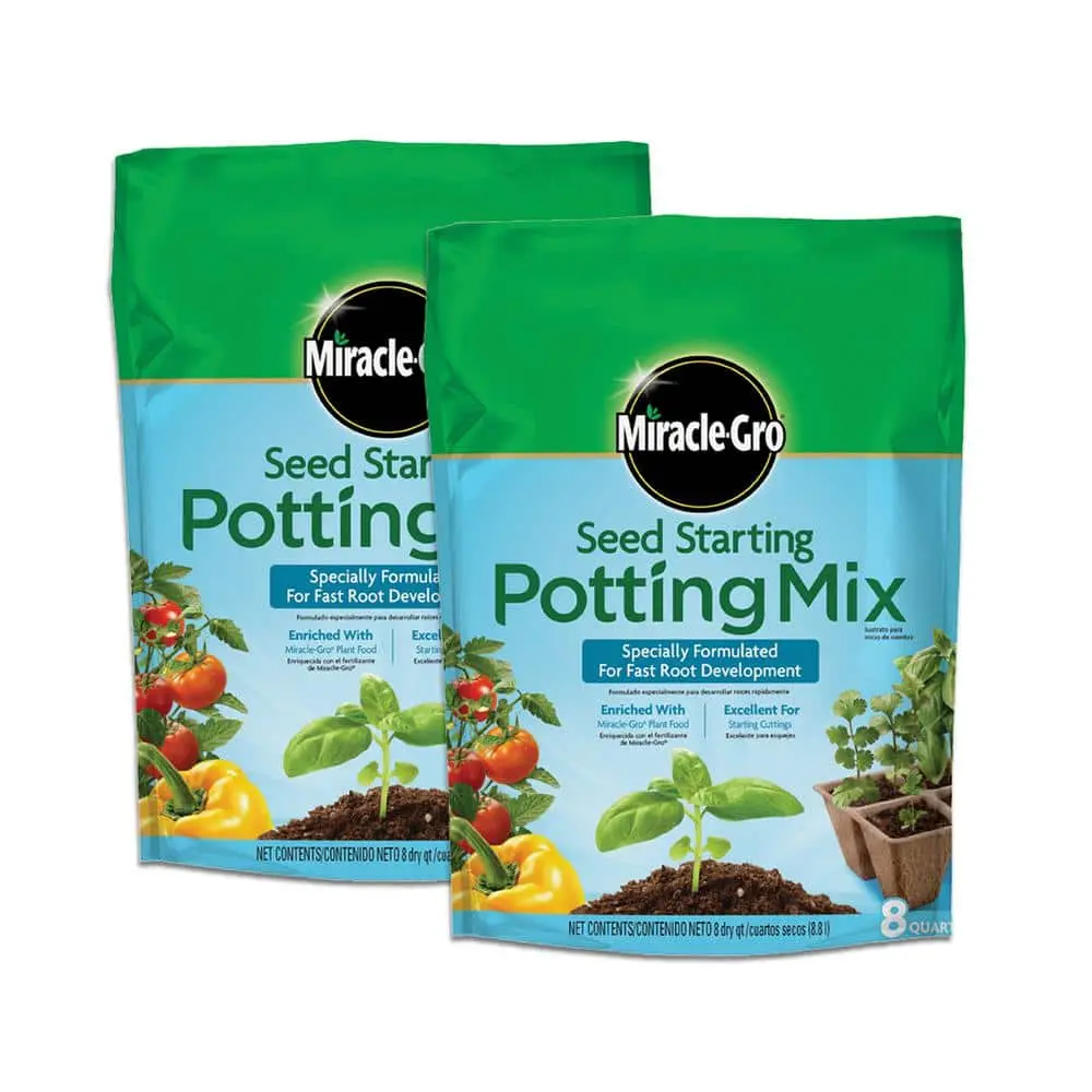 Miracle-Gro Seed Starting Potting Mix, 8 qt., For Use in Containers, Soil (2-Pack)