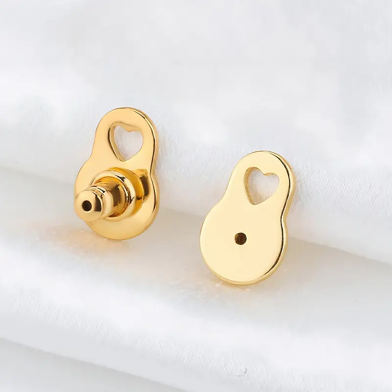 Sicbumi Female 2PCS 14K Gold Plated Earring Lifters - D/Heart-Shape Backs for Heavy Studs, Droopy Ears - Helps Prevent Drooping, Daily Comfortable Jewelry Accessory Mother's Day Gift