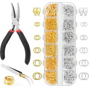 1200 Pcs Jump Rings for Jewelry Making Supplies, Necklace Repair Kit with Plier, Tweezer, Lobster Claw Clasps, Open Rings for Crafts & Keychains (1200Pcs Silver and Gold)