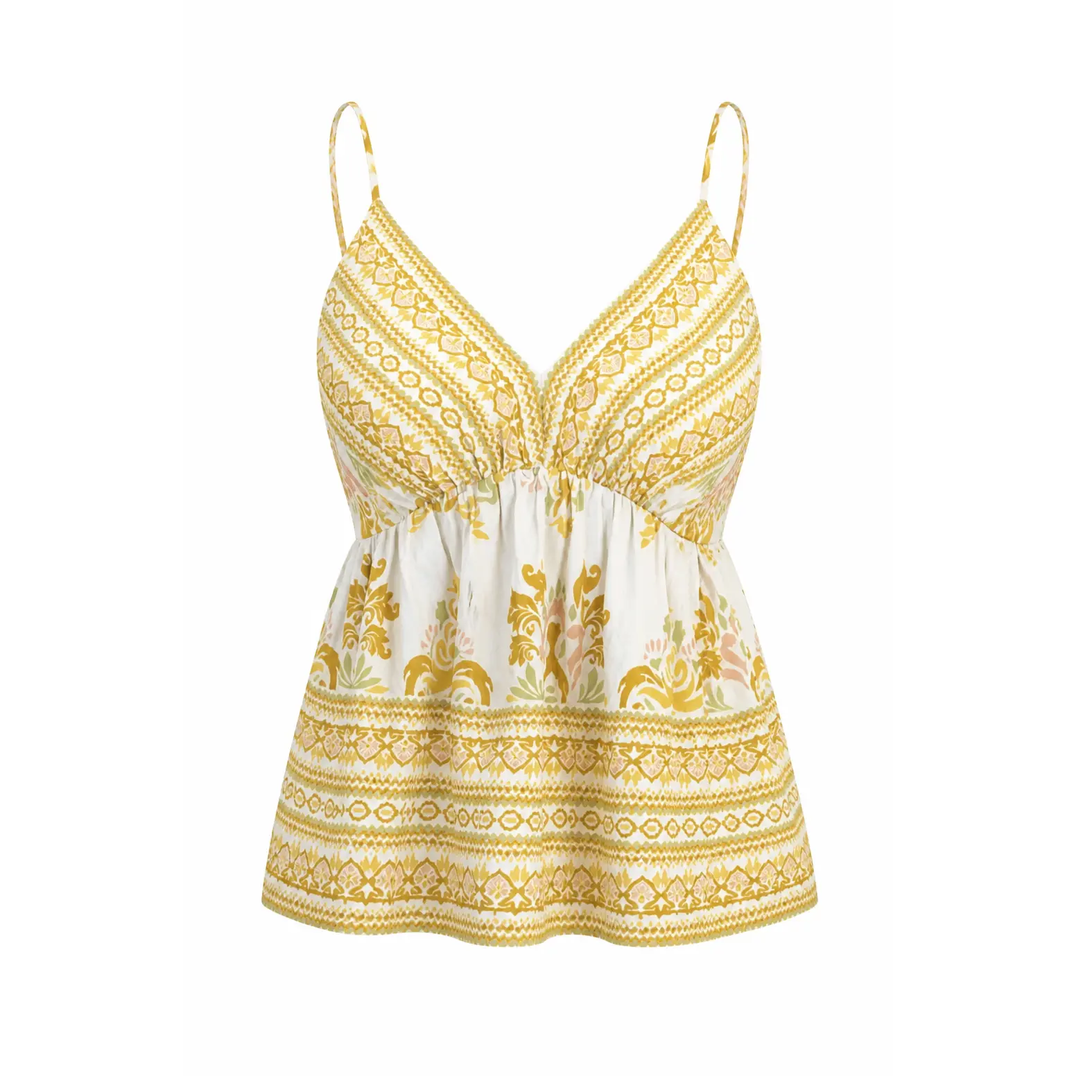 Floral Print V-Neck Camisole Yellow