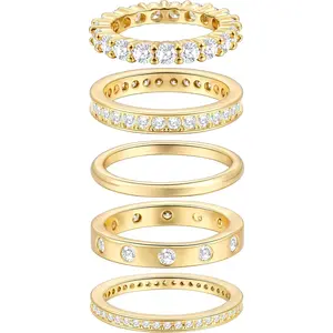 Gold Rings for Women Non Tarnish, 14k Gold Plated Dainty Stacking Cubic Zirconia Thumb Rings, Gold Knuckle Women Rings Set Jewelry Size 5-10