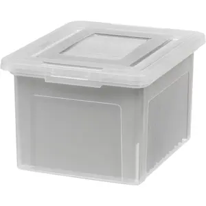 File Boxes With Lids, Document Organizer for File, Document Box, Storage Bin For Hanging Files, Secure Latching Lid Stackable Clear 1 Pack
