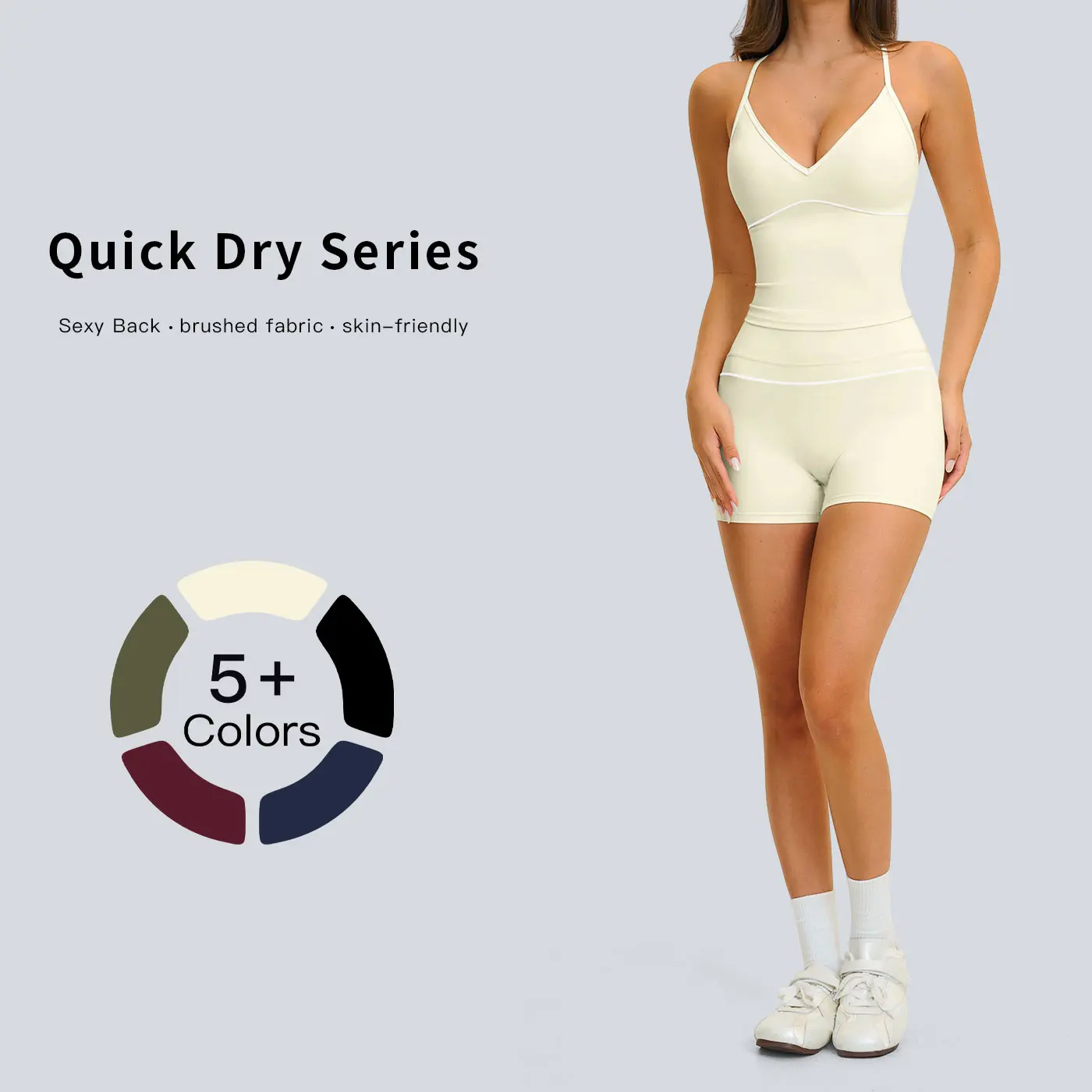 Tenwolf Women’s Casual Sports Set – Fuzzy Texture Color-Block Design, V-Neck Halter Neckline, Tummy Control, High Waist, Outdoor Sport/Fitness/Yoga Wear, Halter Neck, High Waist Shorts, Females