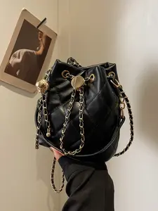 High-End Quilted Embroidery Bucket Bag, Single Shoulder Crossbody, Perfect for Daily Use, Dates, Dinners, Stylish and Versatile
